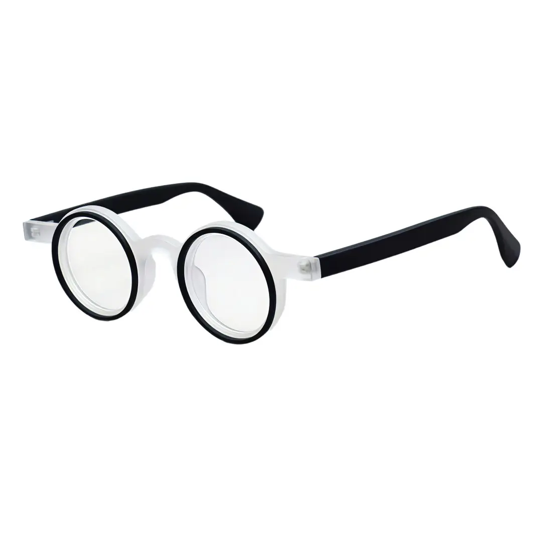 Angle view of Jase round acetate eyeglasses RA0162406 in black