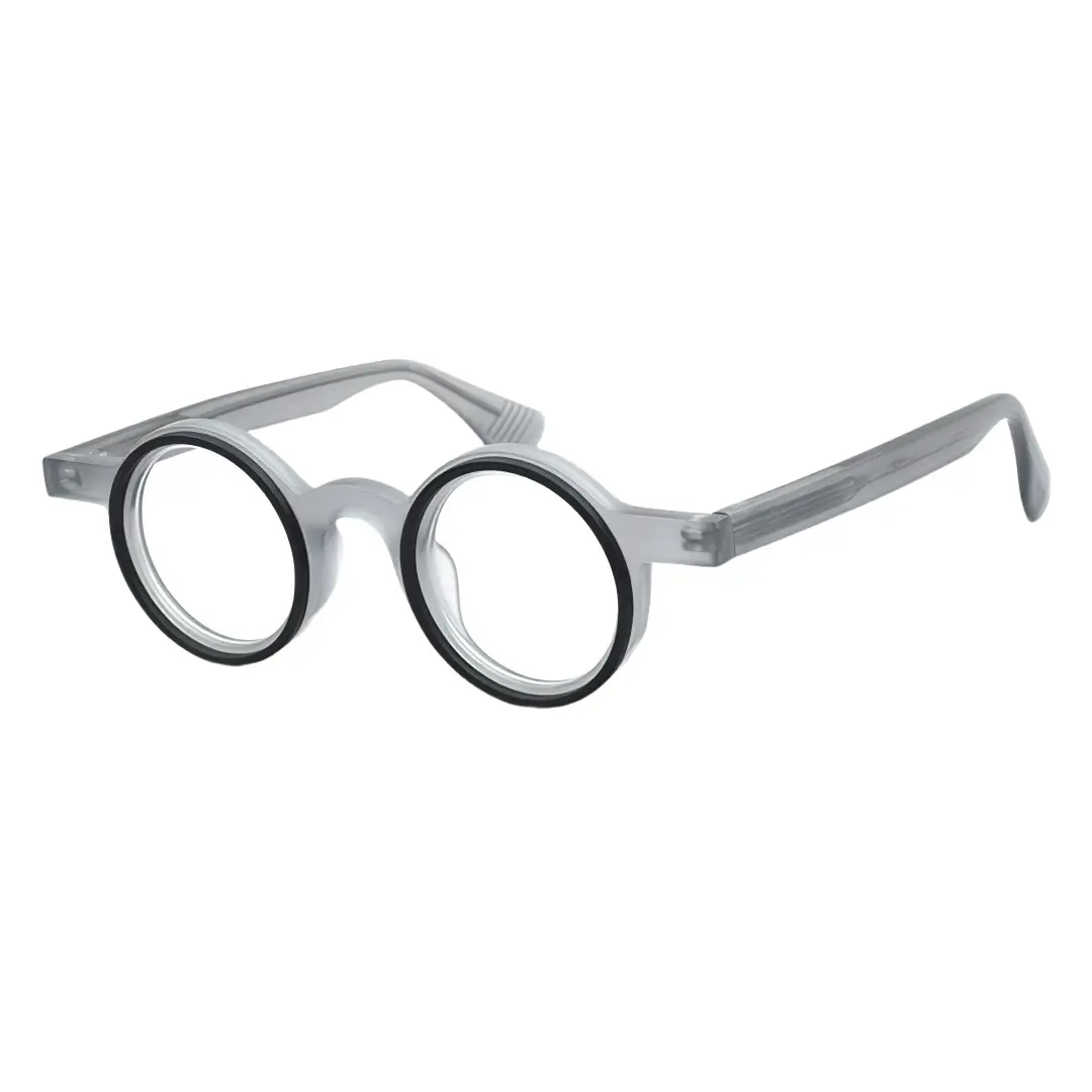 Angle view of Jase round acetate eyeglasses RA0162406 in grey