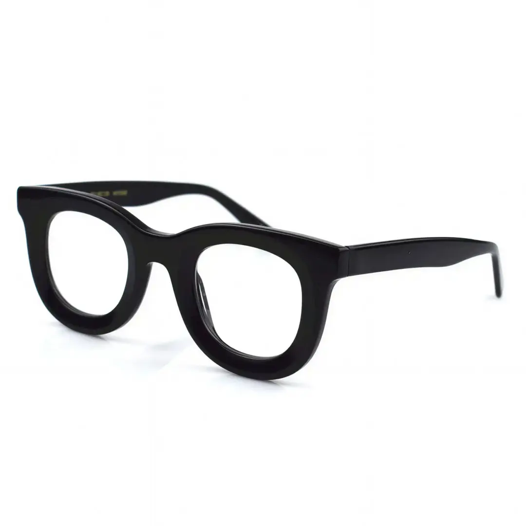 Angle view of Jax round acetate eyeglasses RA0182406 in black
