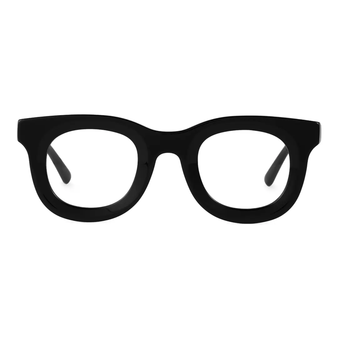 Front view of Jax round acetate eyeglasses RA0182406 in black