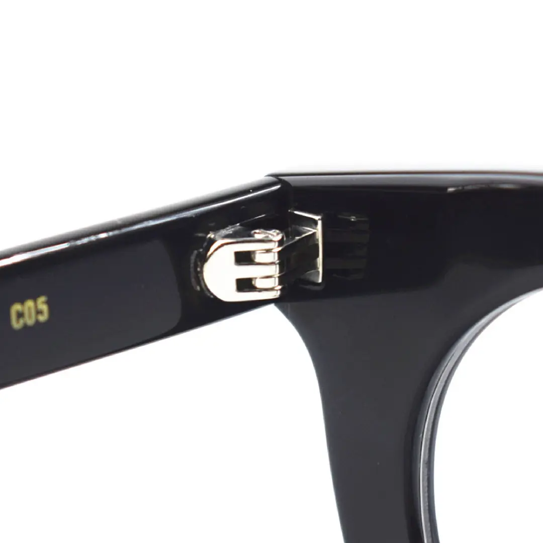 Spring hinge detail of Jax round acetate eyeglasses RA0182406 in black