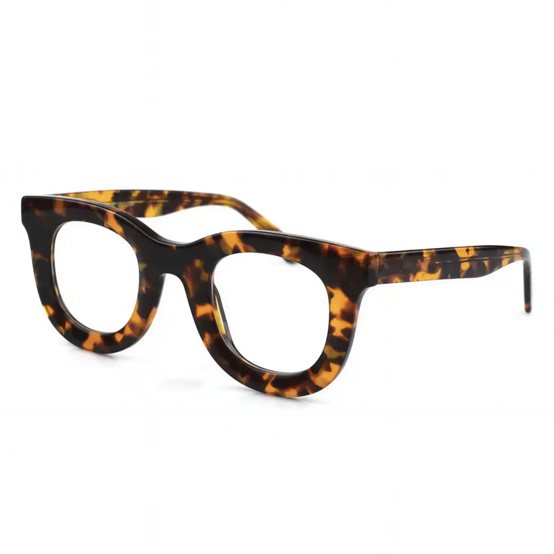 Angle view of Jax round acetate eyeglasses RA0182406 in tortoise