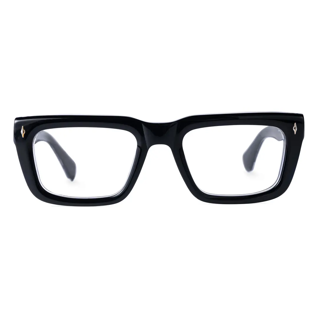 Front view of Jean rectangle acetate eyeglasses EA0062305 in black