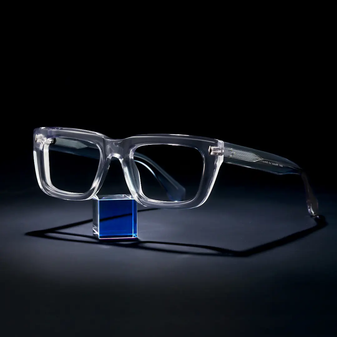 Scene view of Jean rectangle acetate eyeglasses EA0062305 in clear