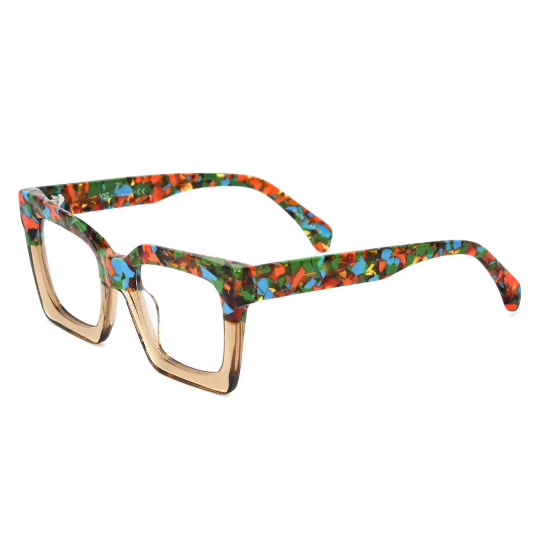 Angle view of Jessy square acetate eyeglasses SA0142406 in bronze