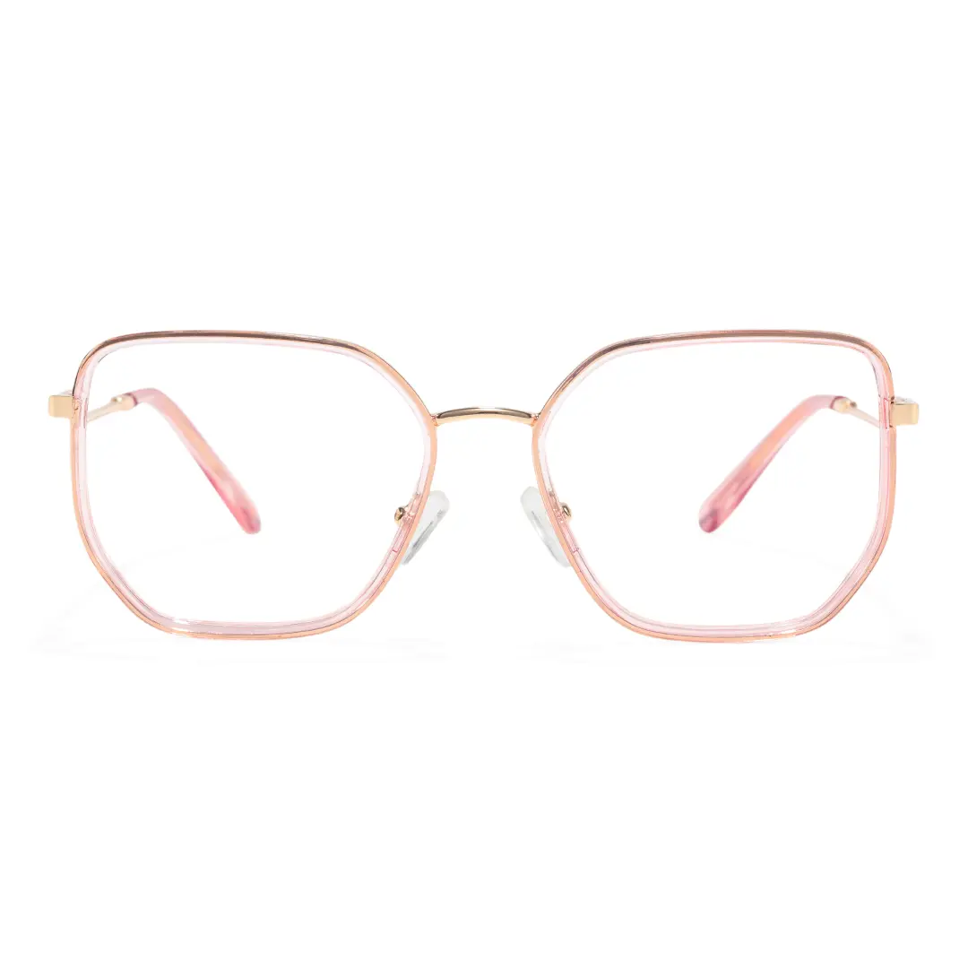 Front view of Jimmy square tr90 eyeglasses SR0132209 in pink