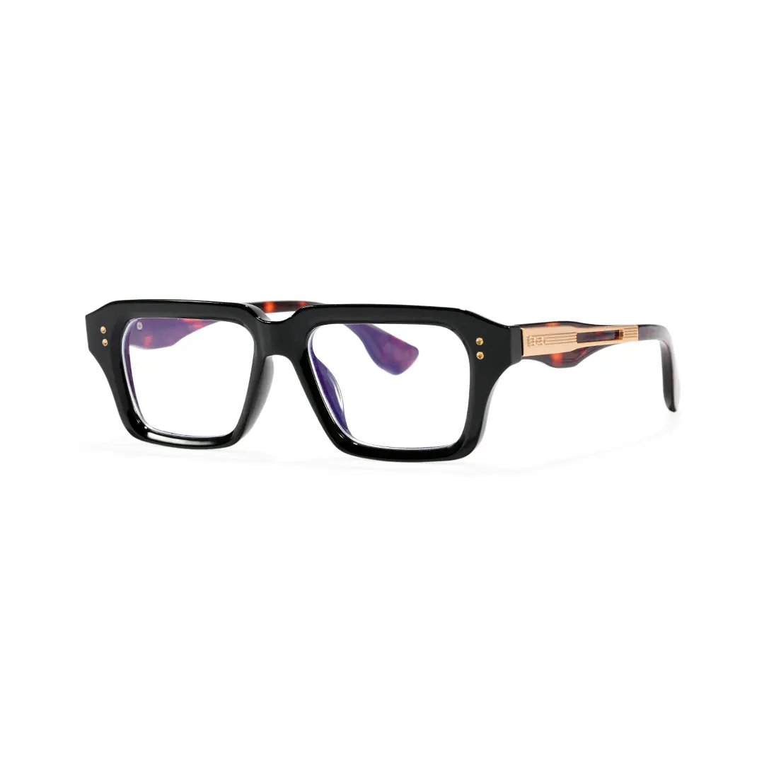 Angle view of Julian rectangle pc eyeglasses EP0282508 in black