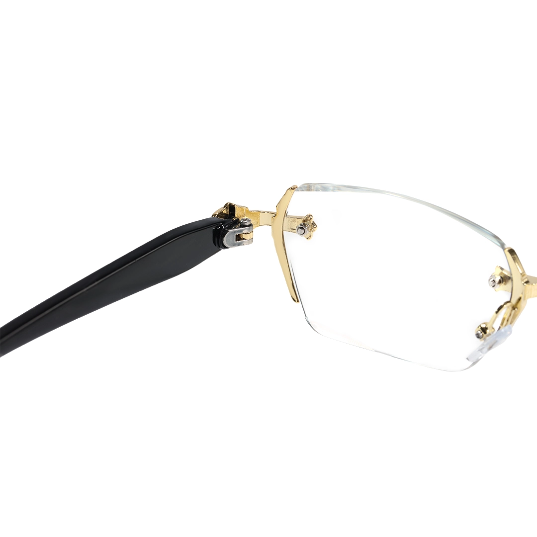 Spring hinge detail of Kairo geometric pc eyeglasses GP0322512 in gold