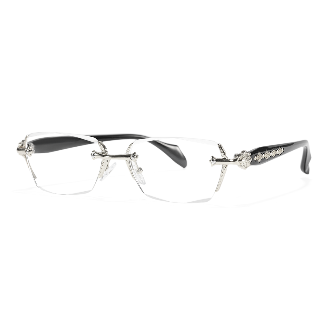Angle view of Kairo geometric pc eyeglasses GP0322512 in silver