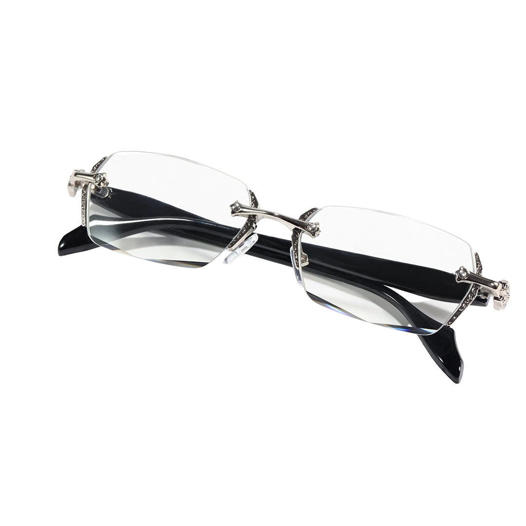 Front folded view of Kairo geometric pc eyeglasses GP0322512 in silver
