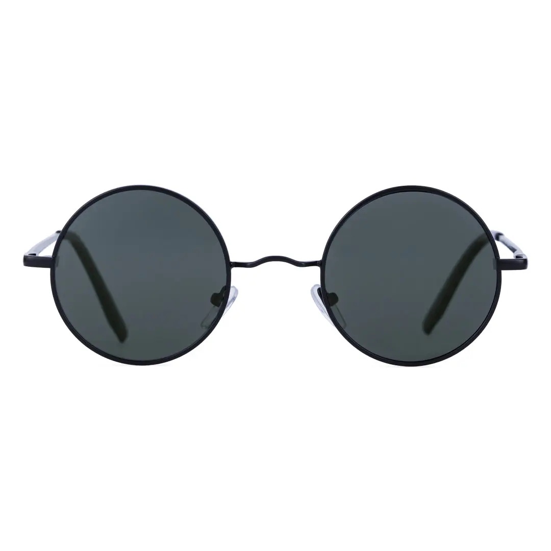 Front view of Kaleb round metal sunglasses RM0012207 in black