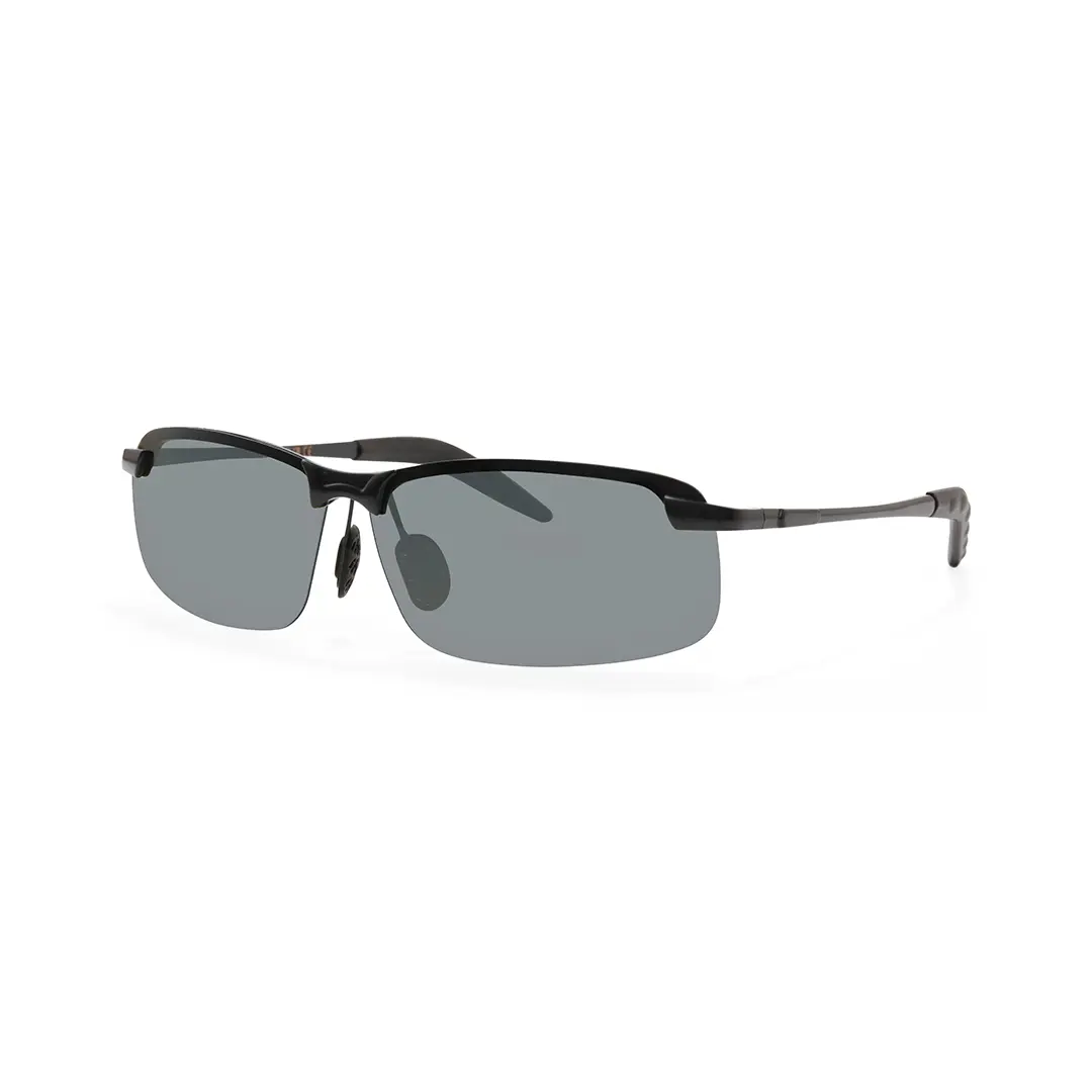Angle view of Kara rectangle metal sunglasses EM0072502 in black