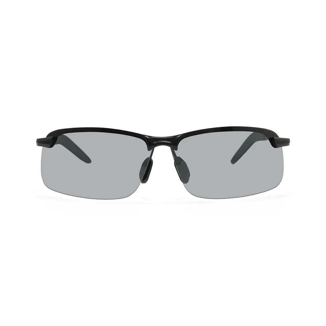 Front view of Kara rectangle metal sunglasses EM0072502 in black