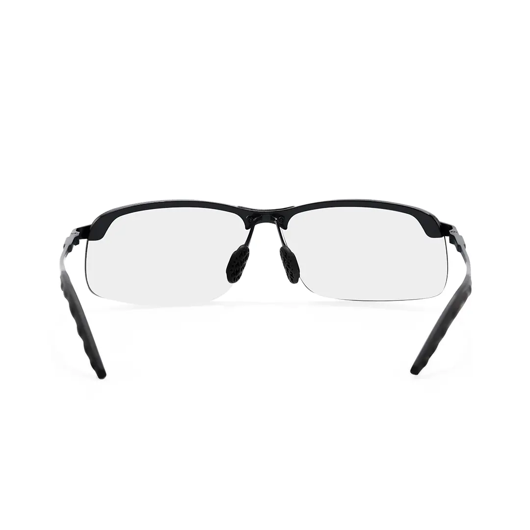 Back view of Kara rectangle metal sunglasses EM0072502 in grey
