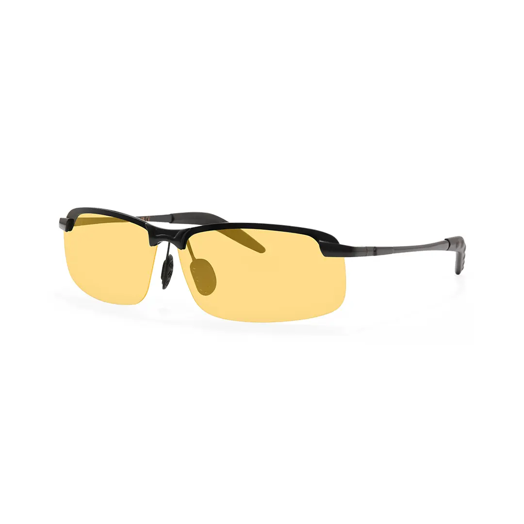 Angle view of Kara rectangle metal sunglasses EM0072502 in yellow