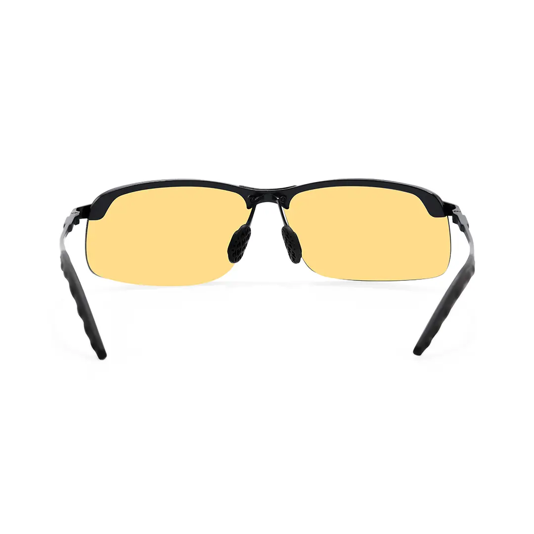 Back view of Kara rectangle metal sunglasses EM0072502 in yellow