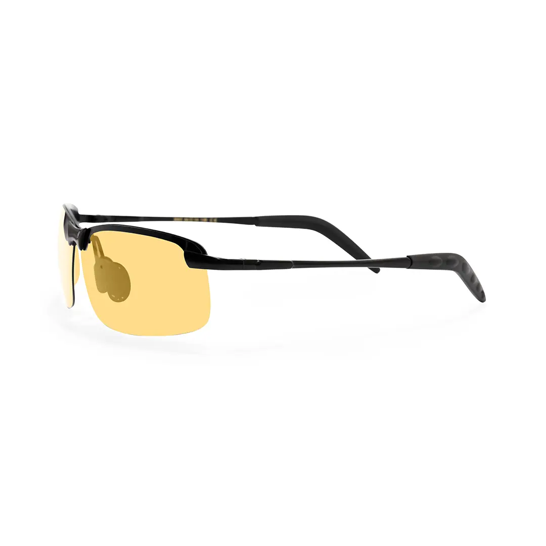 Side view of Kara rectangle metal sunglasses EM0072502 in yellow