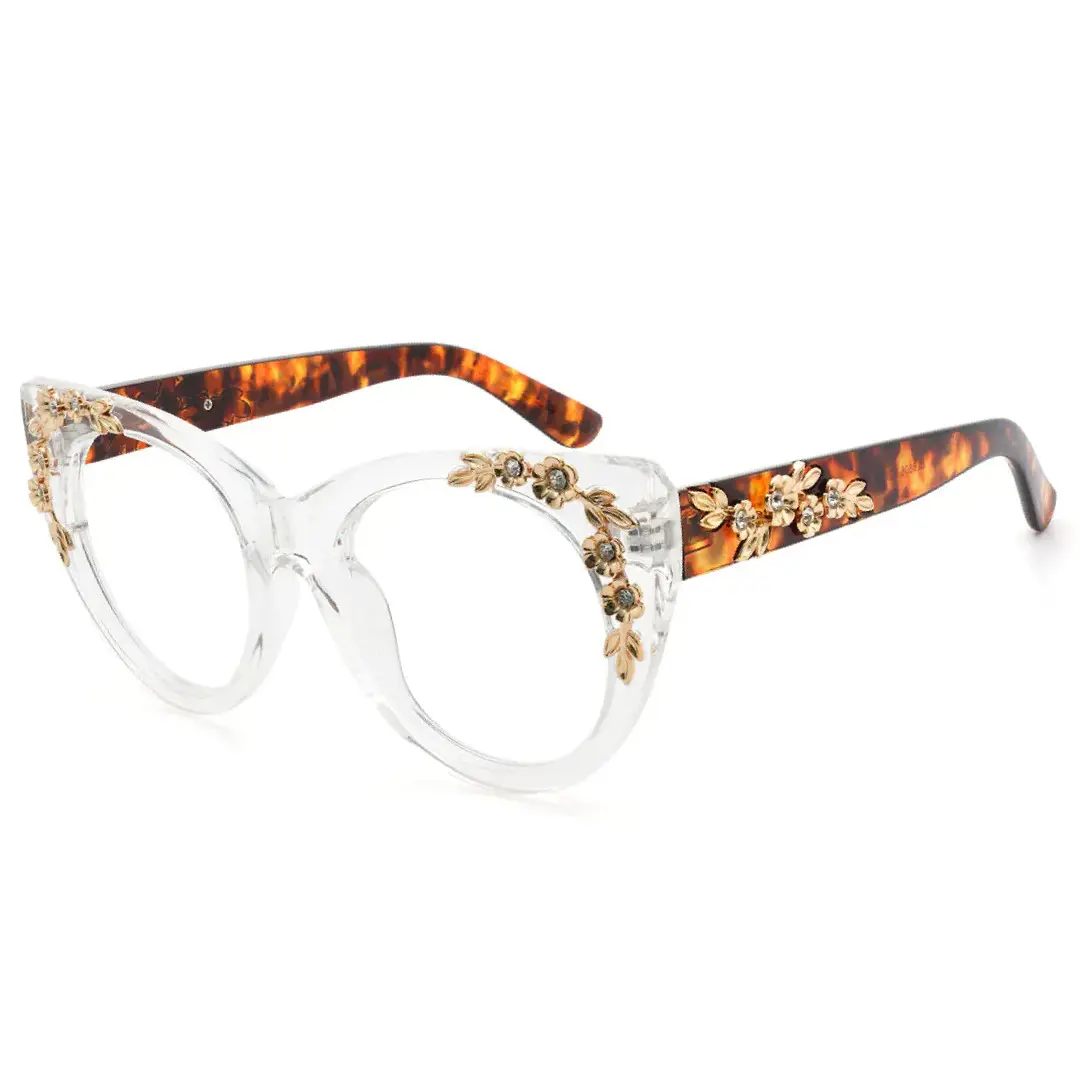 Angle view of Karina cat eye pc eyeglasses CP0012407 in clear