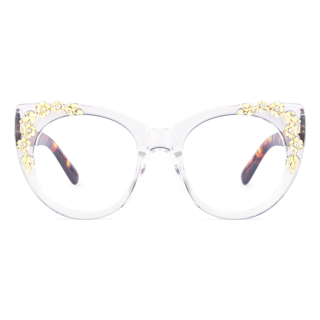 Front view of Karina cat eye pc eyeglasses CP0012407 in clear