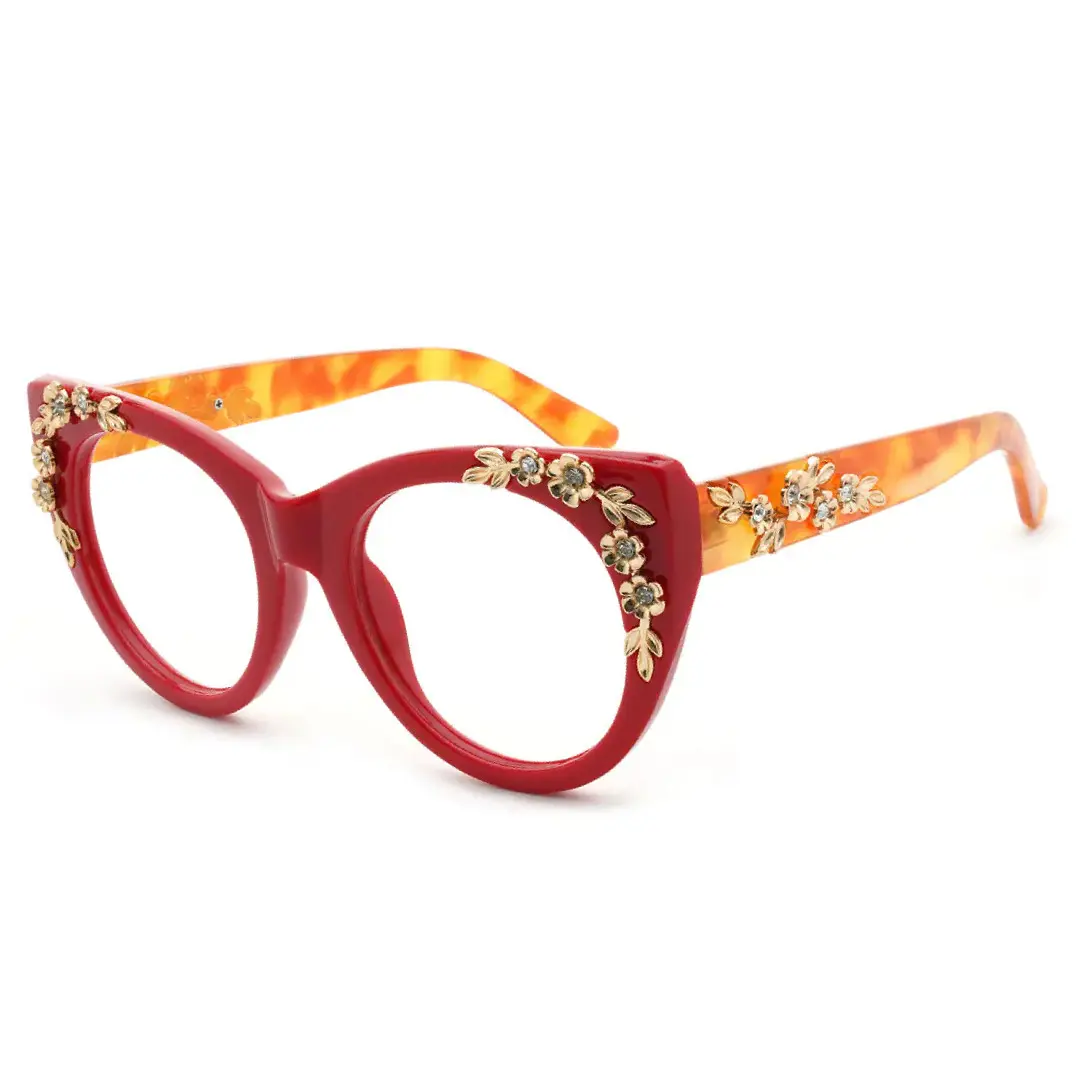 Angle view of Karina cat eye pc eyeglasses CP0012407 in red