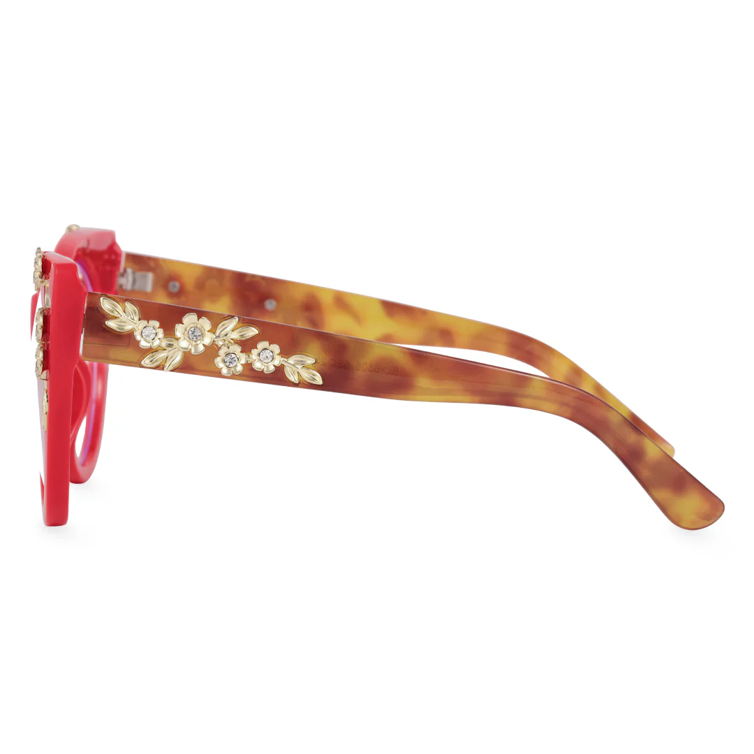Side view of Karina cat eye pc eyeglasses CP0012407 in red