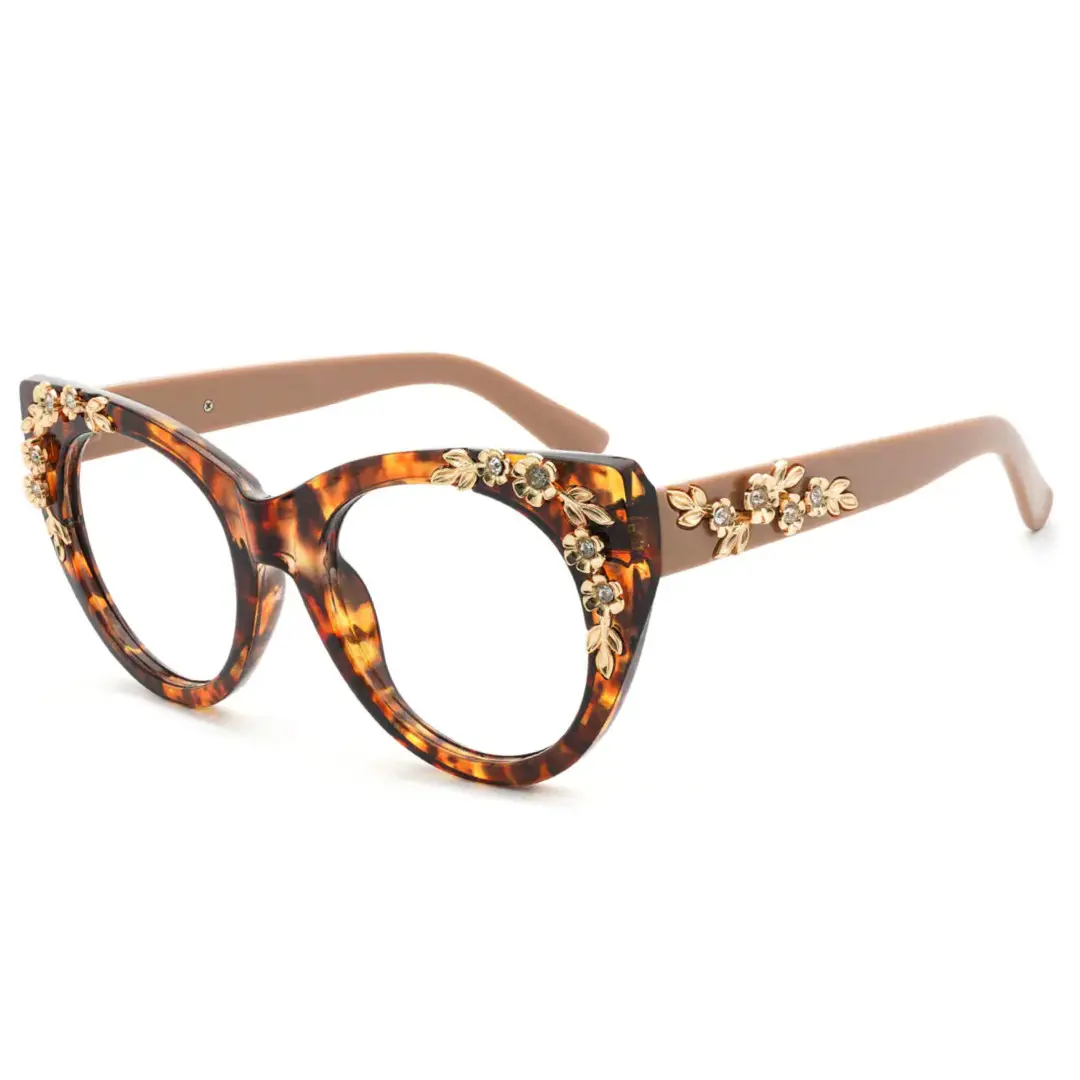 Angle view of Karina cat eye pc eyeglasses CP0012407 in tortoise