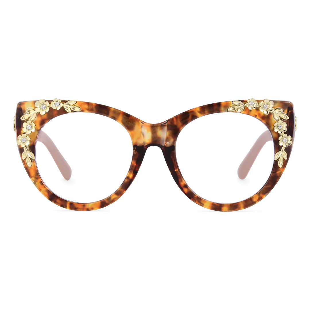 Front view of Karina cat eye pc eyeglasses CP0012407 in tortoise