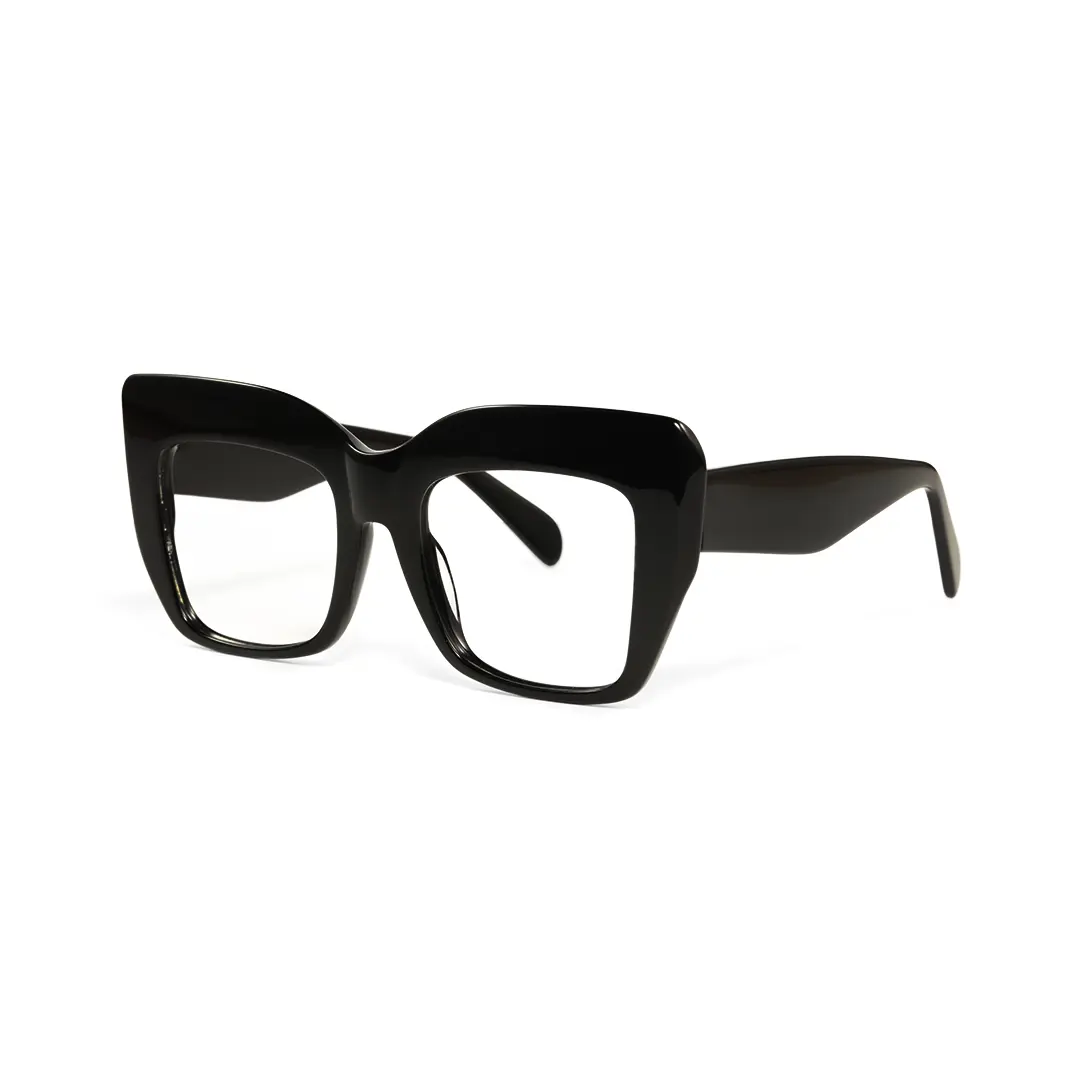 Angle view of Keel cat eye acetate eyeglasses CA0032503 in black
