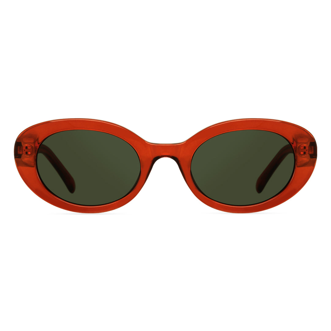 Front view of Kelvin oval pc sunglasses OP0202409 in red