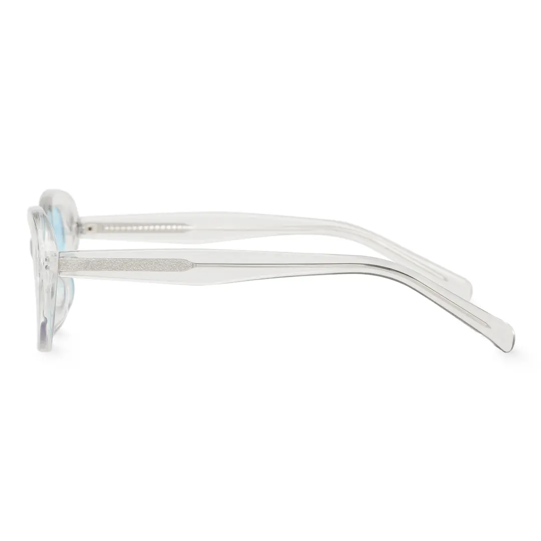 Side view of Kelvin oval pc sunglasses OP0202409 in silver blue