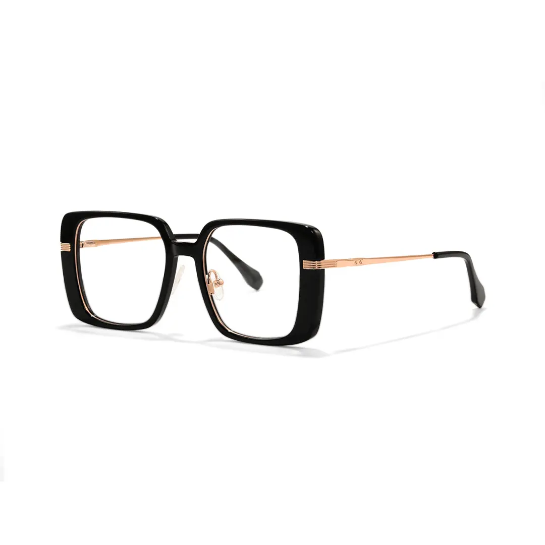Angle view of Kena square acetate eyeglasses SA0392503 in black