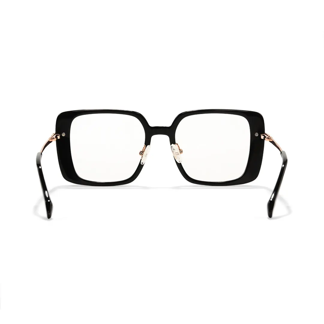 Back view of Kena square acetate eyeglasses SA0392503 in black