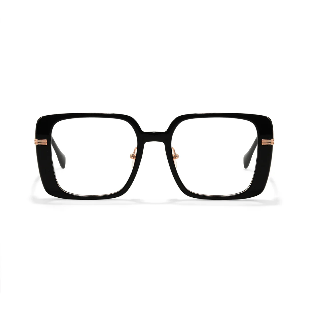 Front view of Kena square acetate eyeglasses SA0392503 in black