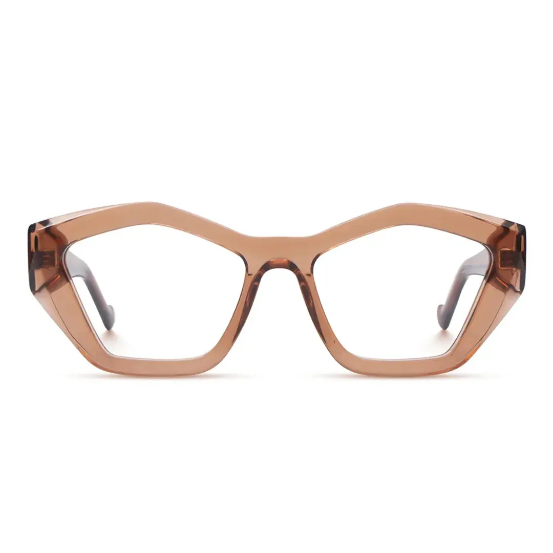 Front view of King geometric acetate eyeglasses GA0302411 in brown