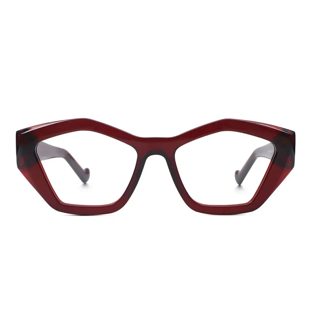 Front view of King geometric acetate eyeglasses GA0302411 in red