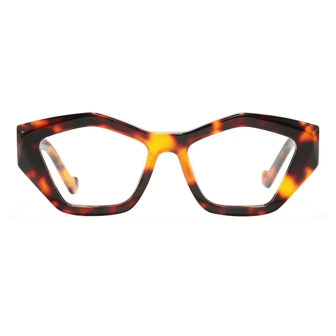 Front view of King geometric acetate eyeglasses GA0302411 in tortoise