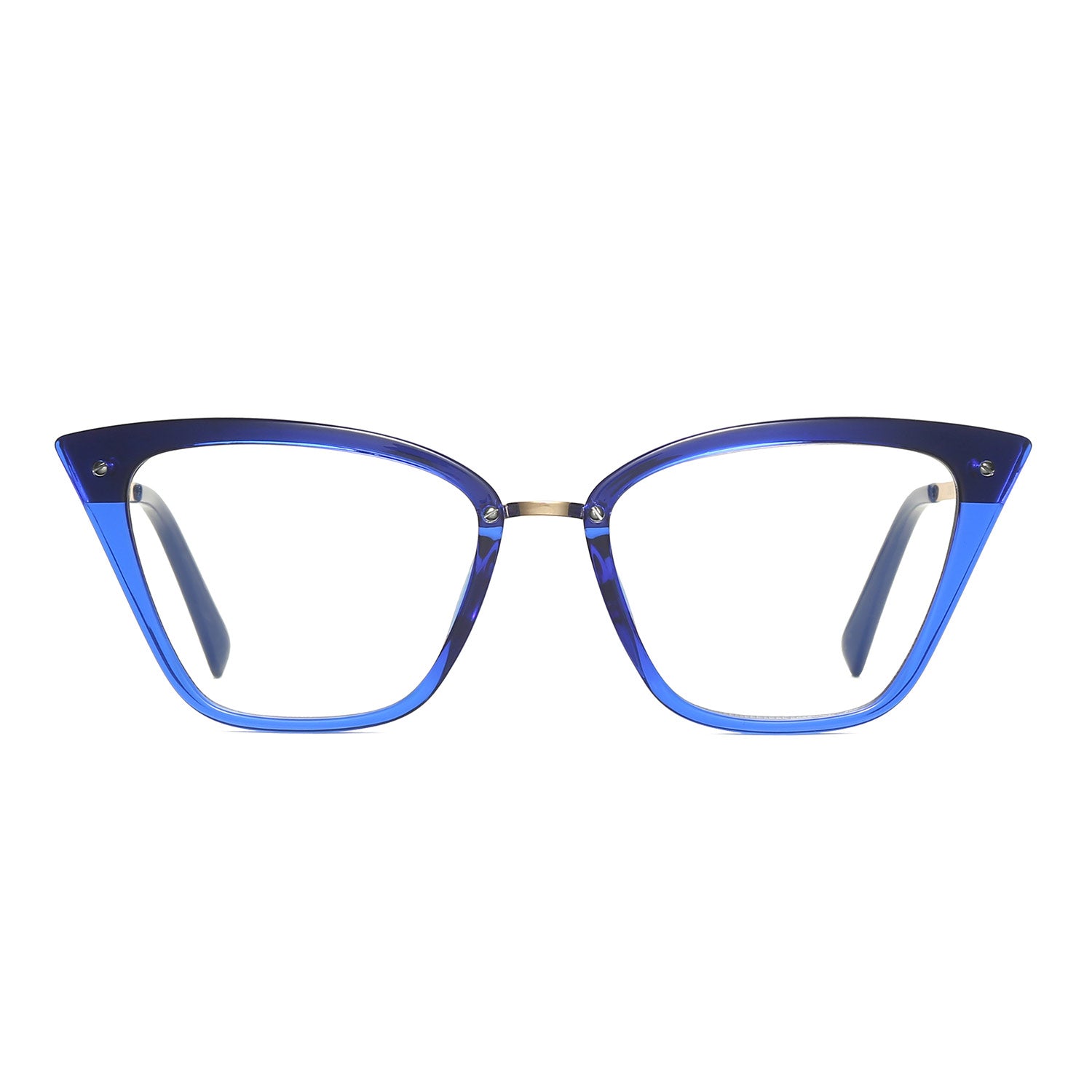 Front view of Kiss cat eye tr90 eyeglasses CR0292302 in blue