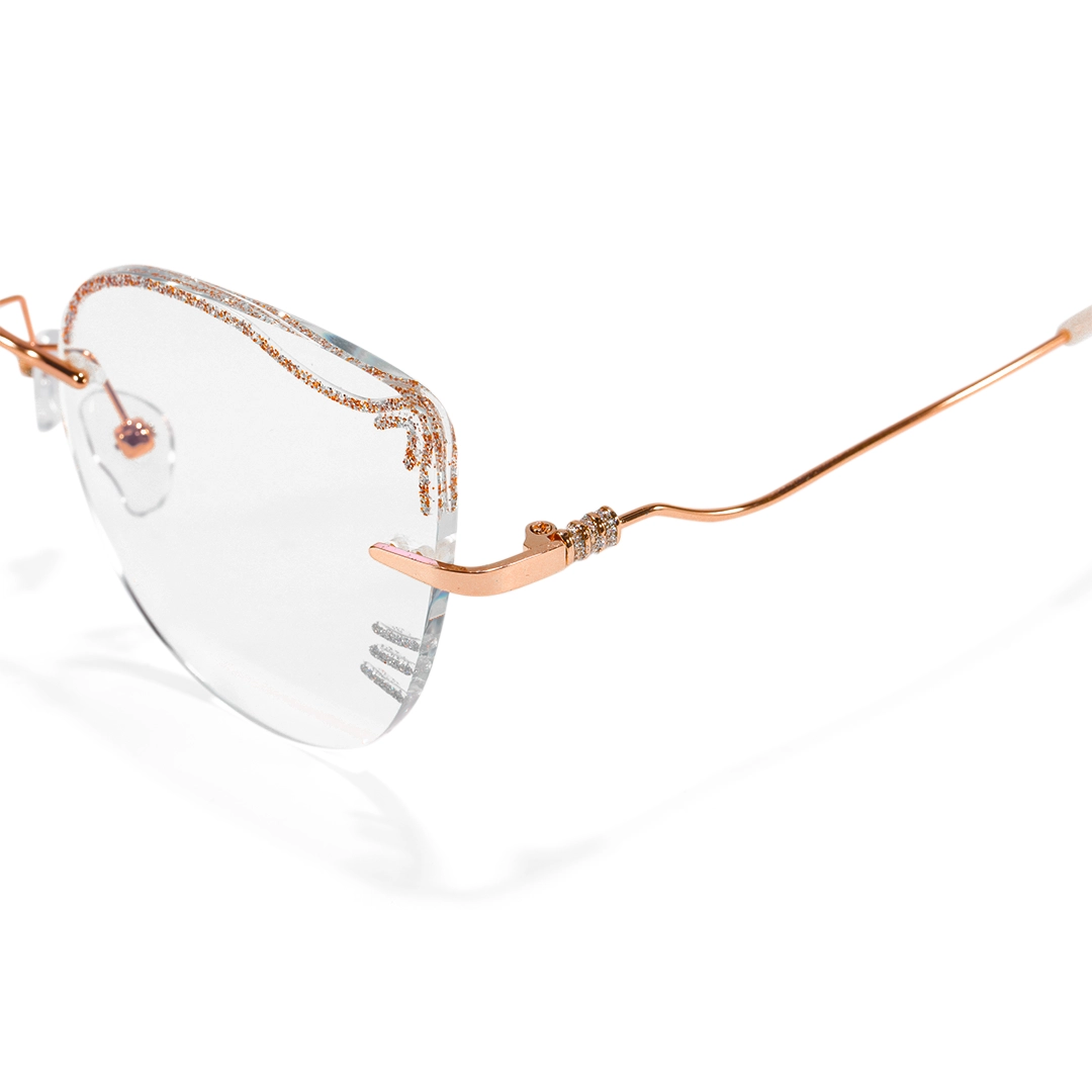 End piece detail of Kitty cat eye metal eyeglasses CM0142511 in clear