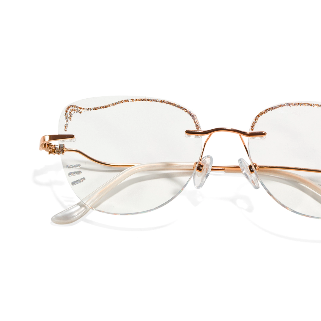 Frame detail view of Kitty cat eye metal eyeglasses CM0142511 in clear