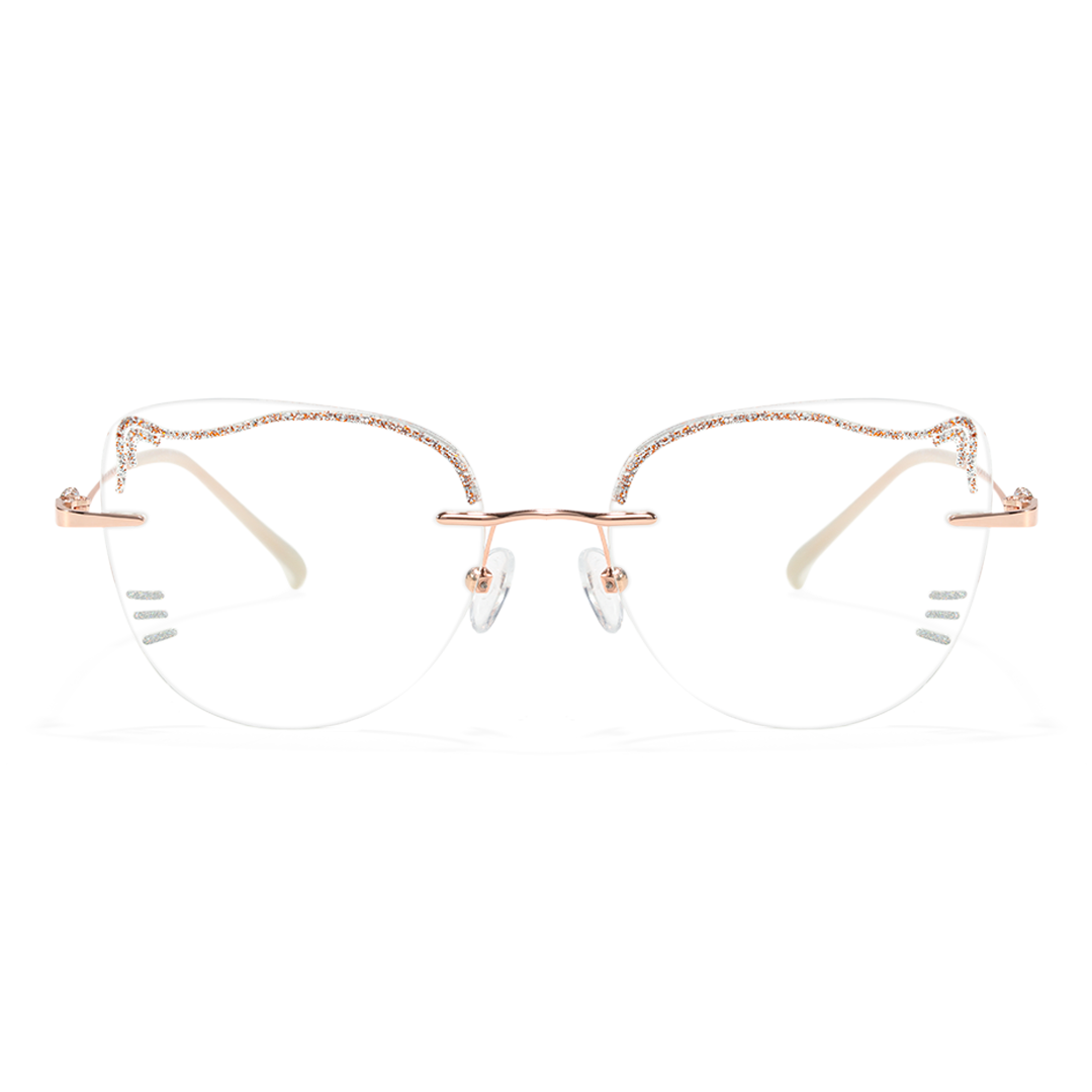 Front view of Kitty cat eye metal eyeglasses CM0142511 in clear