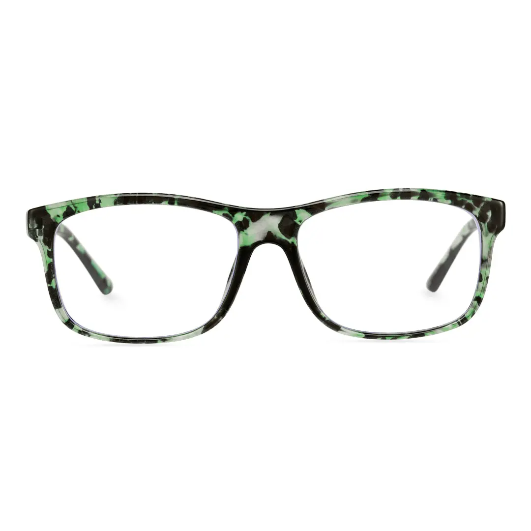 Front view of Klaus rectangle pc eyeglasses EP0032410 in green