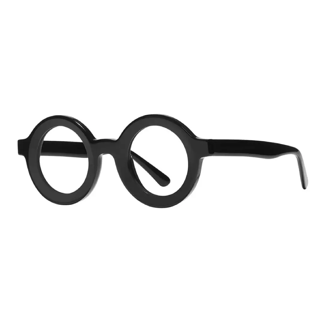 Angle view of Knox round acetate eyeglasses RA0052408 in black