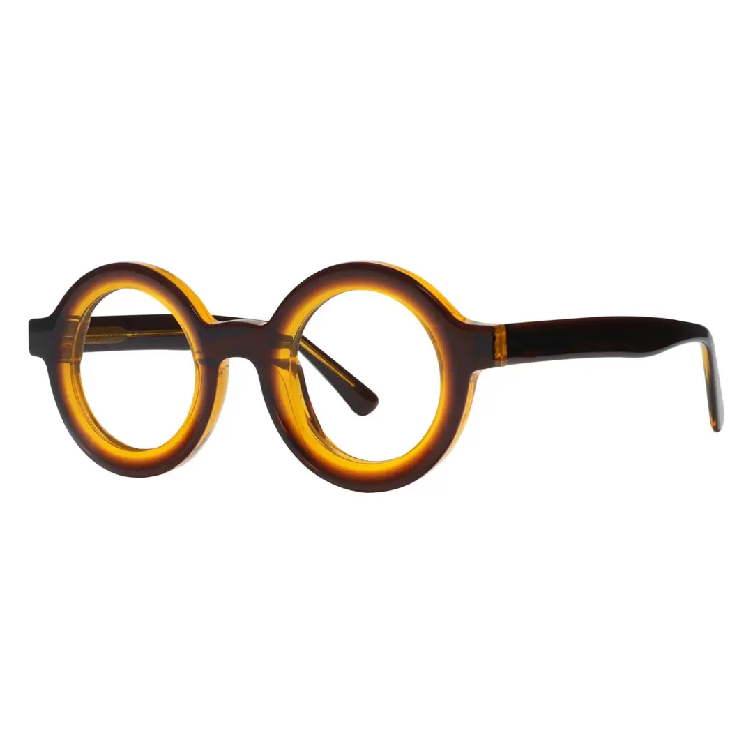 Angle view of Knox round acetate eyeglasses RA0052408 in brown