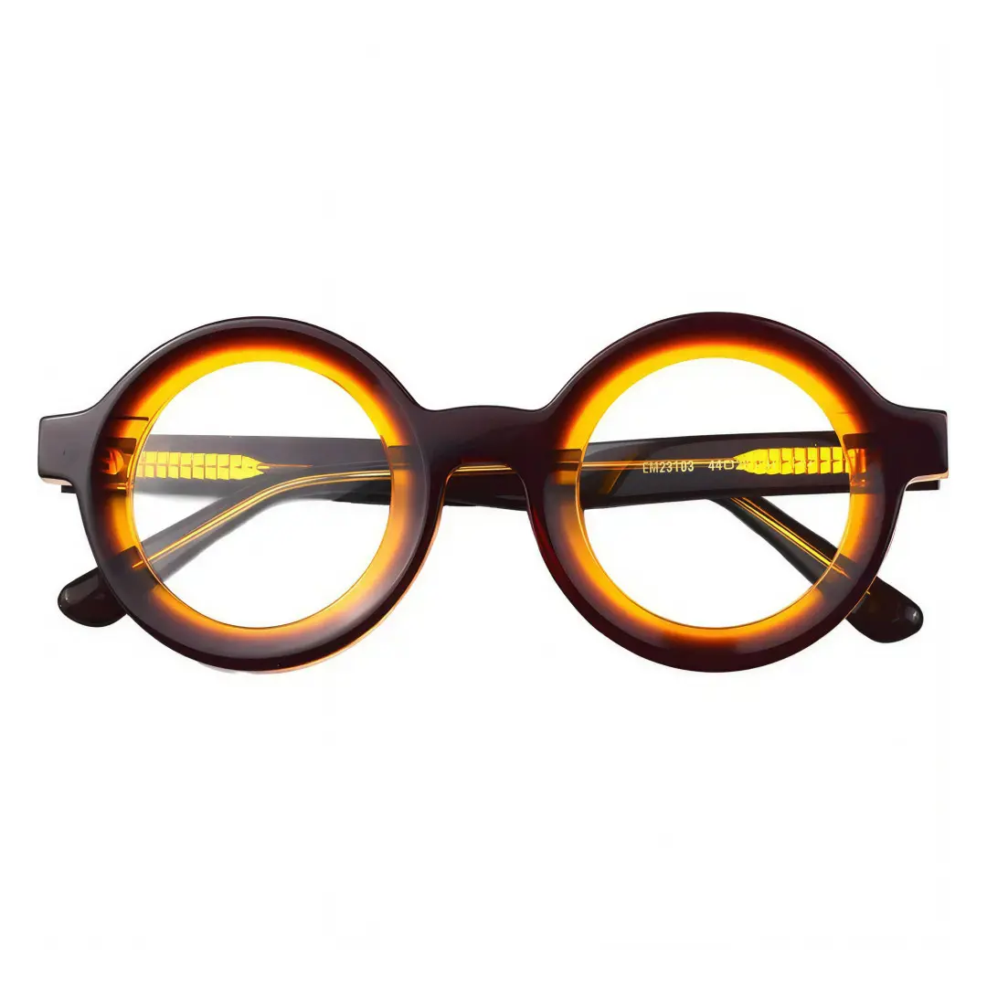 Front folded view of Knox round acetate eyeglasses RA0052408 in brown