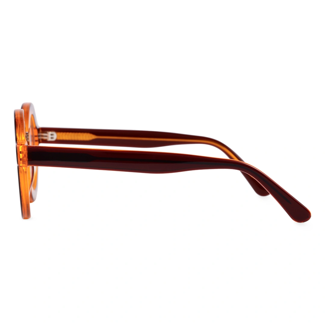 Side view of Knox round acetate eyeglasses RA0052408 in brown