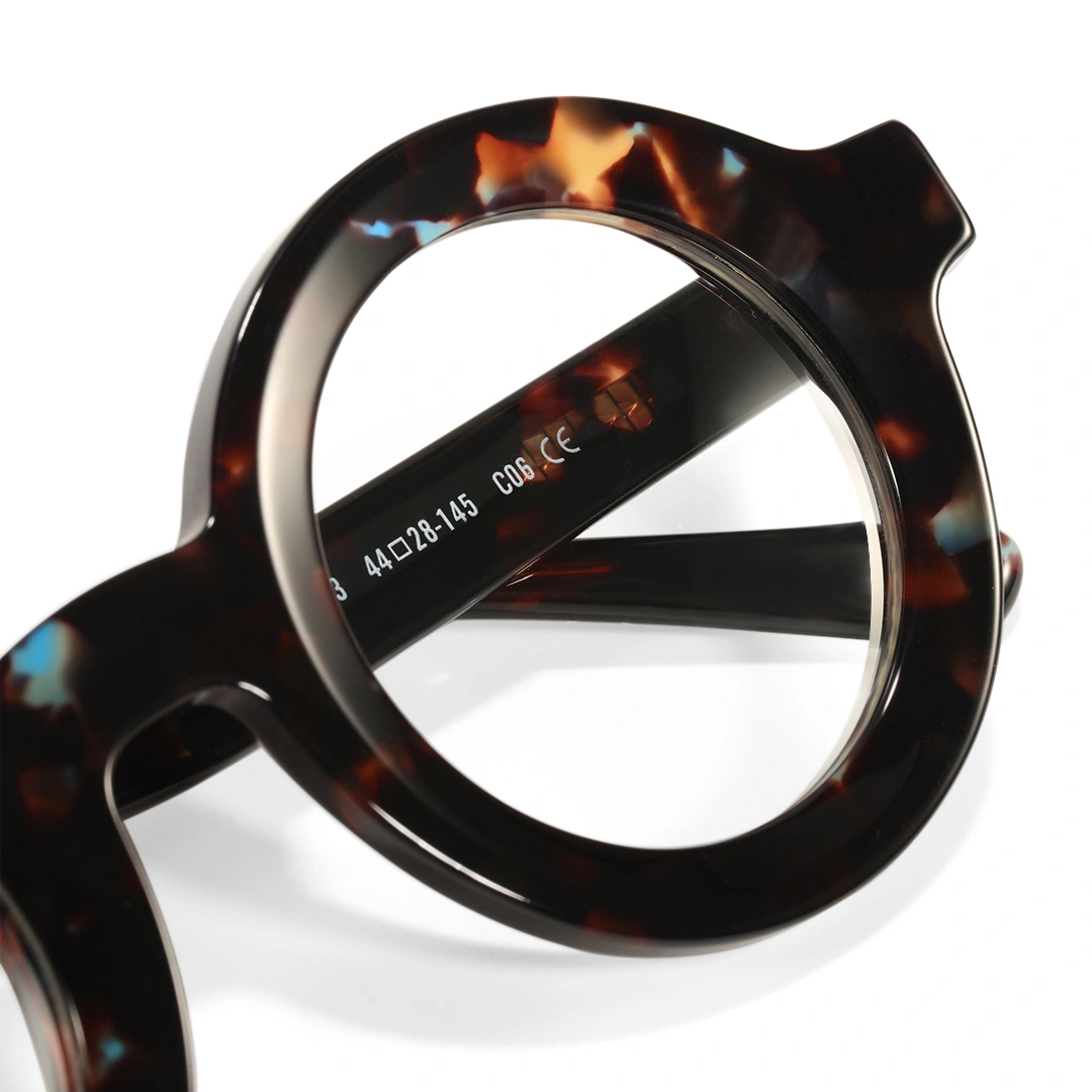Frame detail view of Knox round acetate eyeglasses RA0052408 in brown tortoise