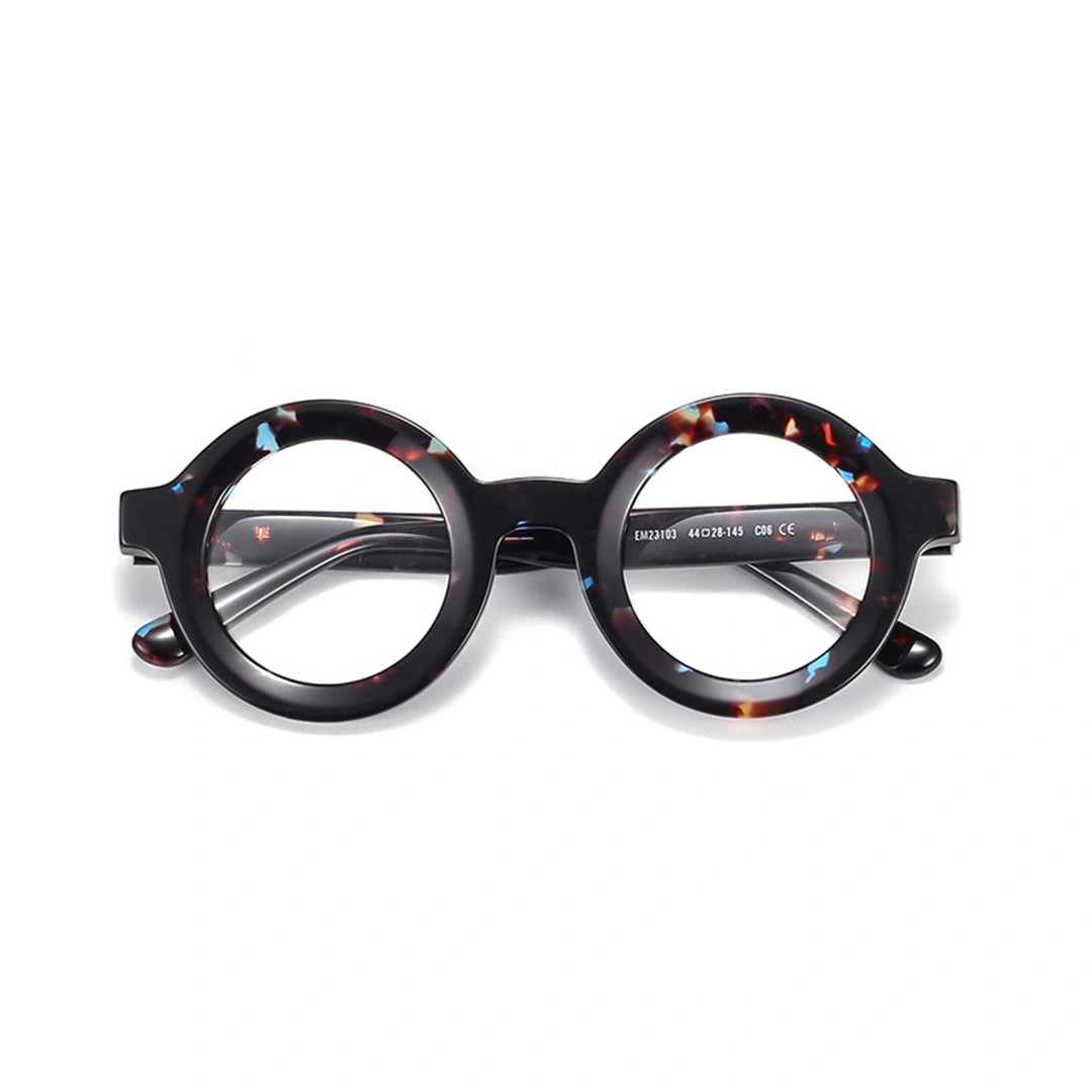 Front view of Knox round acetate eyeglasses RA0052408 in brown tortoise