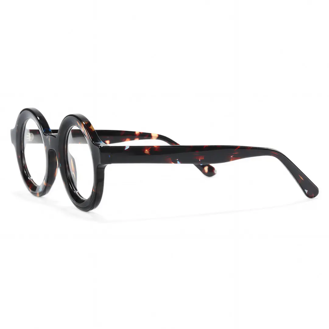 Side view of Knox round acetate eyeglasses RA0052408 in brown tortoise