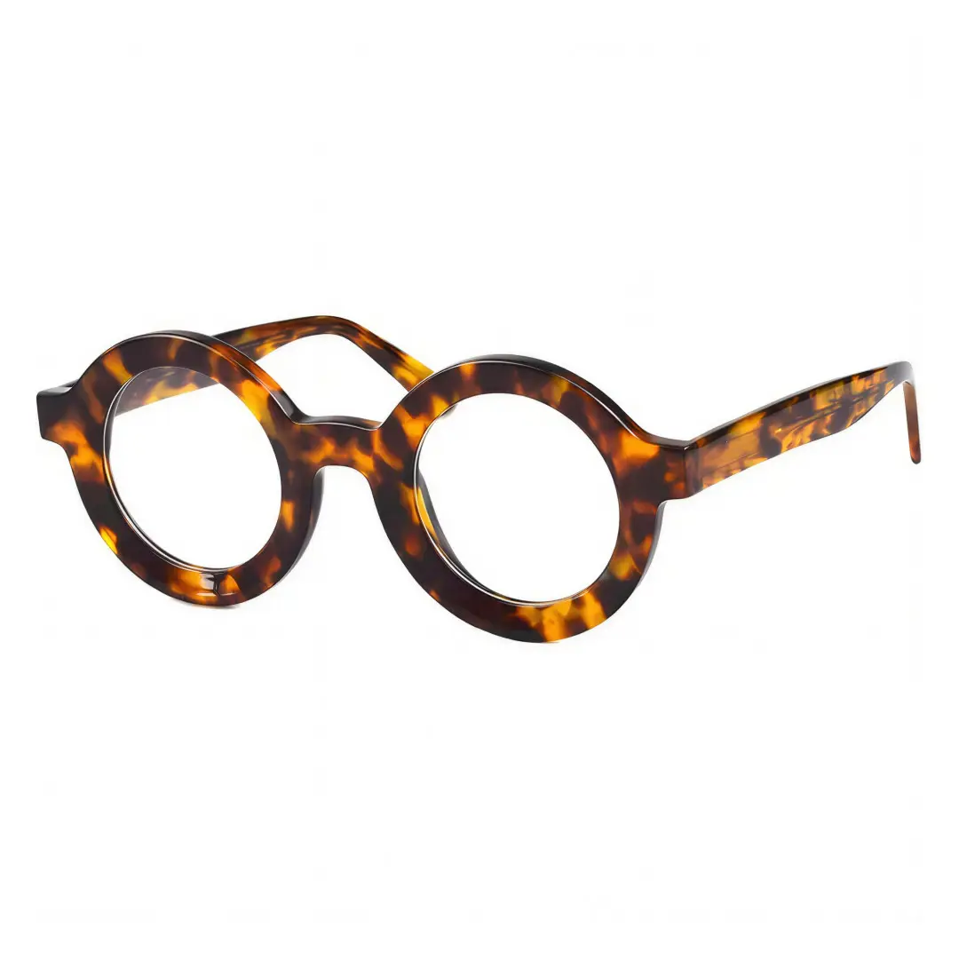 Angle view of Knox round acetate eyeglasses RA0052408 in tortoise