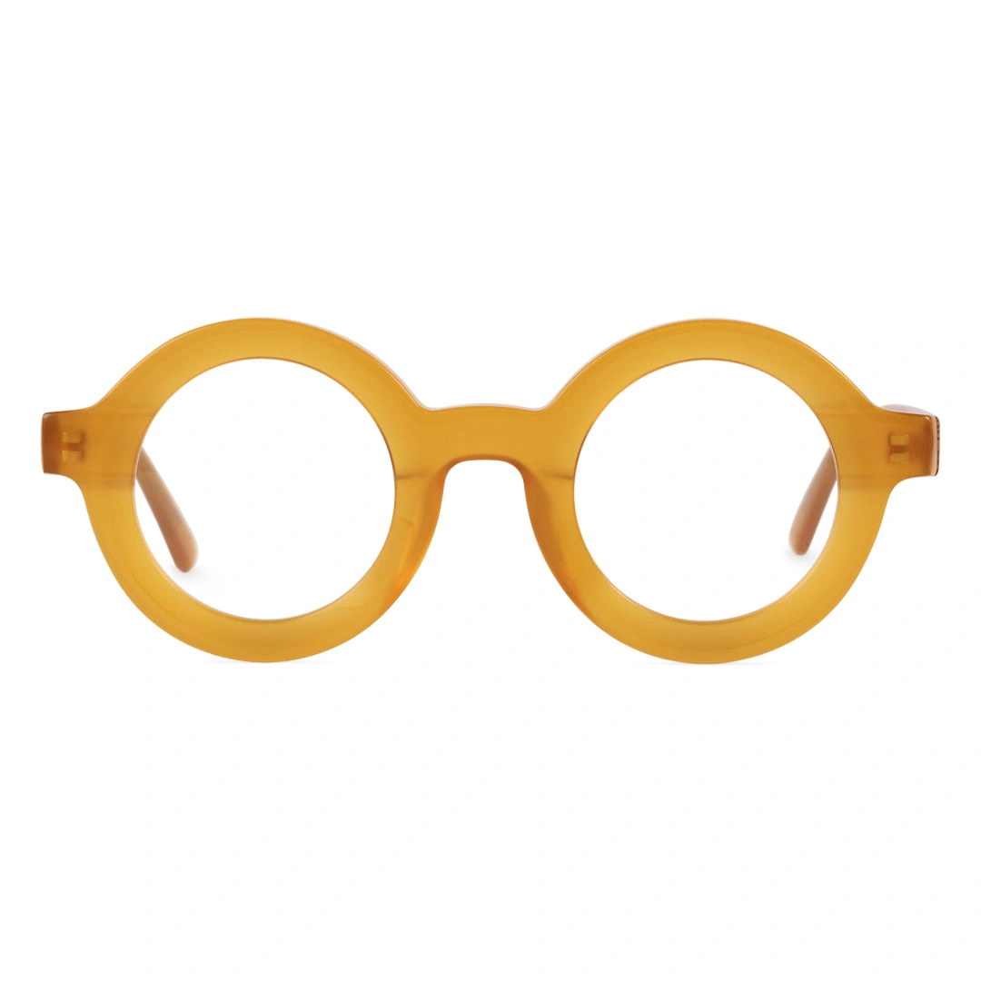 Front view of Knox round acetate eyeglasses RA0052408 in yellow